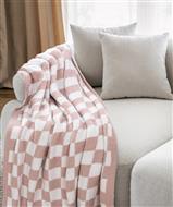 Checker Feather Knit Throw 50"x60" Blush