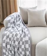 Checker Feather Knit Throw 50"x60" Grey