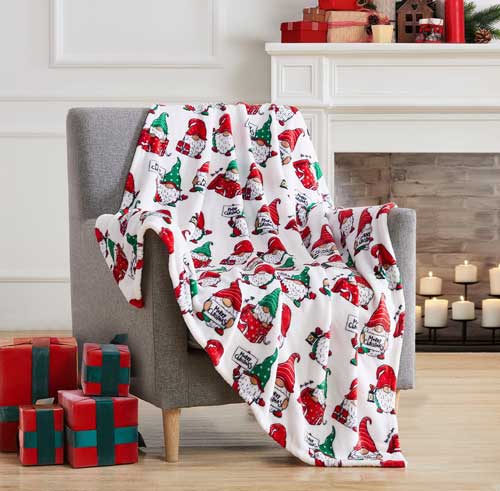 Christmas Gnomes Flannel Throw 50"x60"