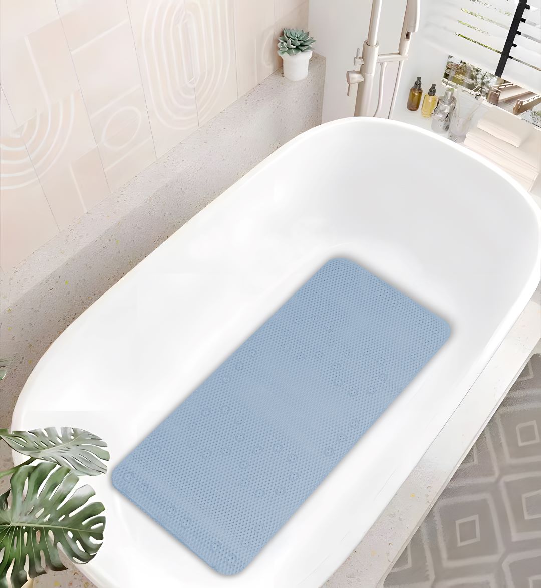 Cushion Tub Mat 17"x36" Blue Asst
