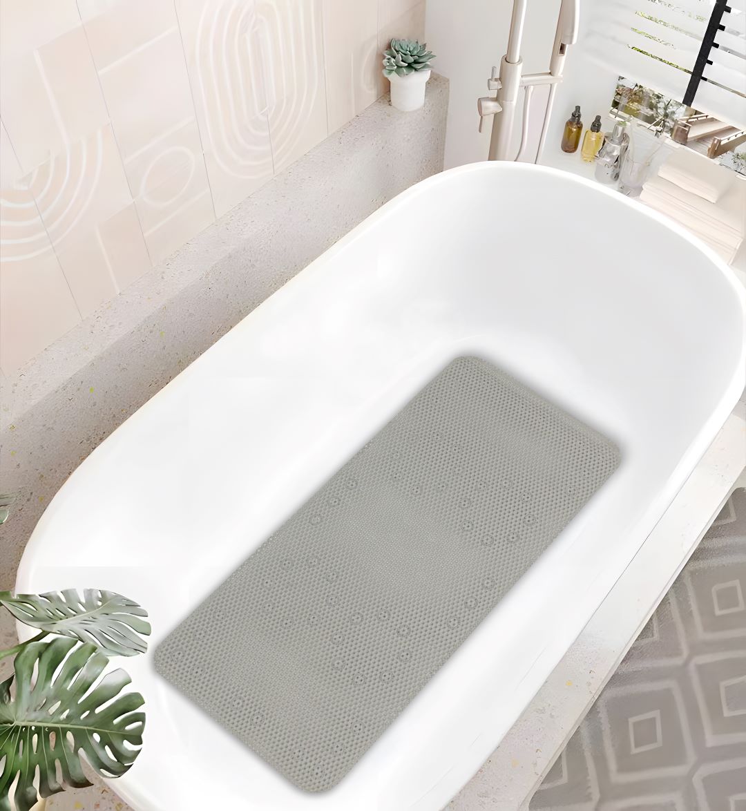 Cushion Tub Mat 17"x36" Silver Asst