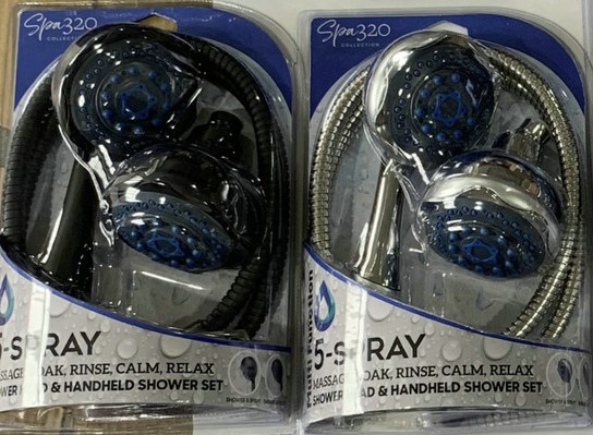 5 Function Shower Head Set Black & Satin 9.5cm