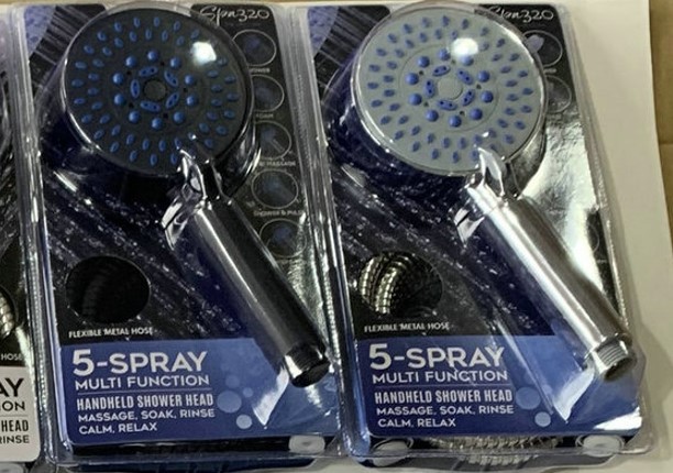 5 Function Hand Held Shower Head Black 10cm