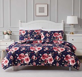 Allison Navy 3pc. Reversible Quilt Set King