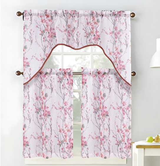 Amelia Printed Doily Kitchen Curtain Rose