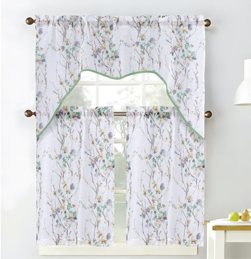 Amelia Printed Doily Kitchen Curtain Sage