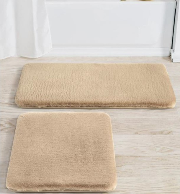 2Pc Rabbit Fur Bath Set Tan