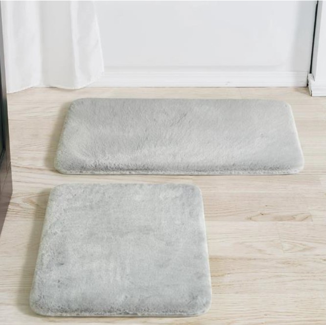 2Pc Rabbit Fur Bath Set Grey