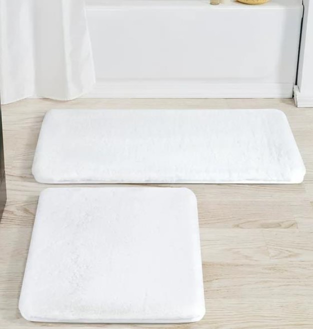 2Pc Rabbit Fur Bath Set White