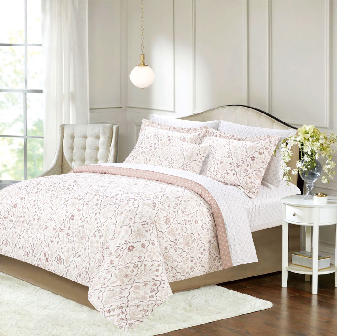 8pc Mauve Floral BIAB Queen