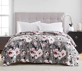 Allison Printed Flannel Blanket 102"/86" Grey