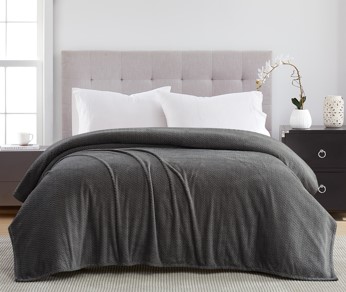Jacquard Collection Herringbone Blanket 104"x90" Charcoal Rolled