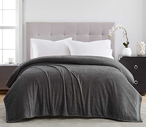 Jacquard Collection Herringbone Blanket 90"x90" Charcoal In Roll Packing