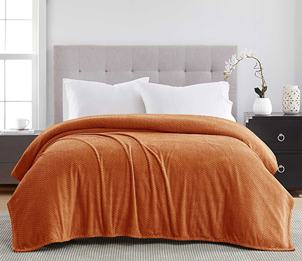 Jacquard Collection Herringbone Blanket 104"x90" Spice Rolled