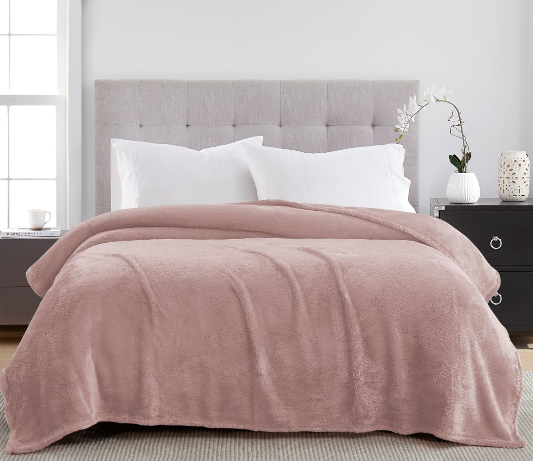 Vanessa Teddy Fur Rolled 90x90 Q Blush