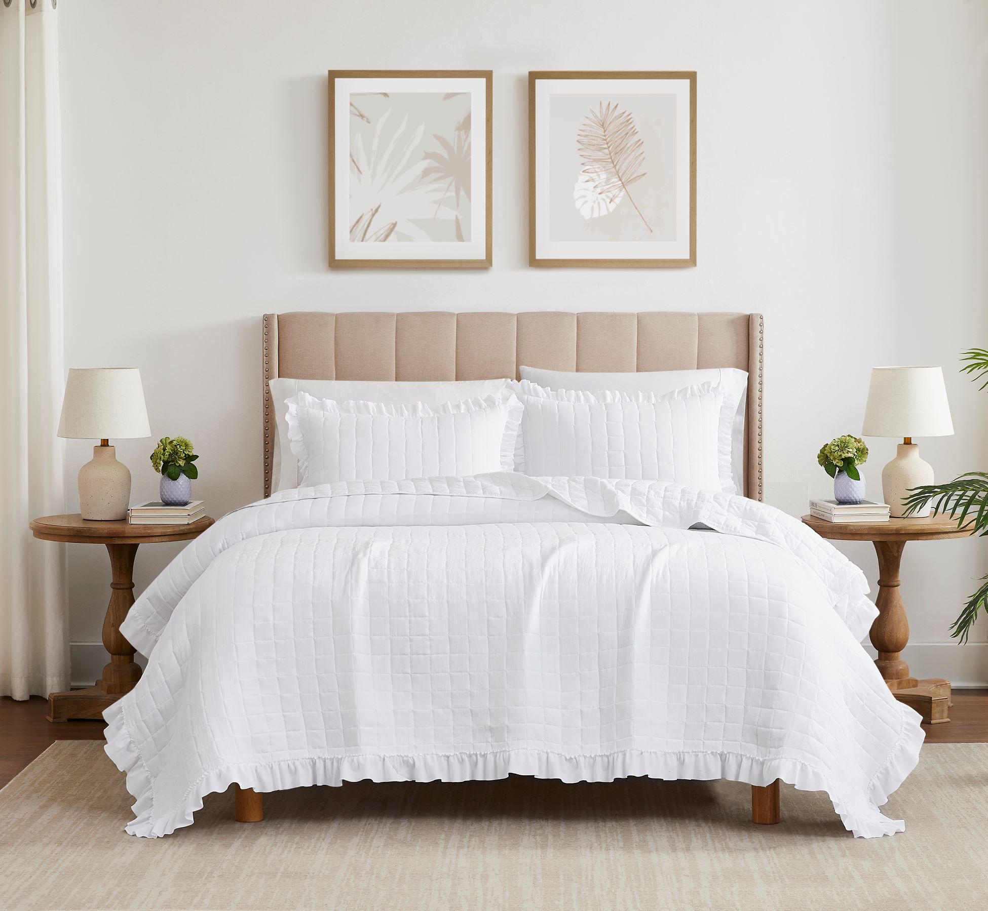 Belina 3pc Washed Stitched Quilt White King