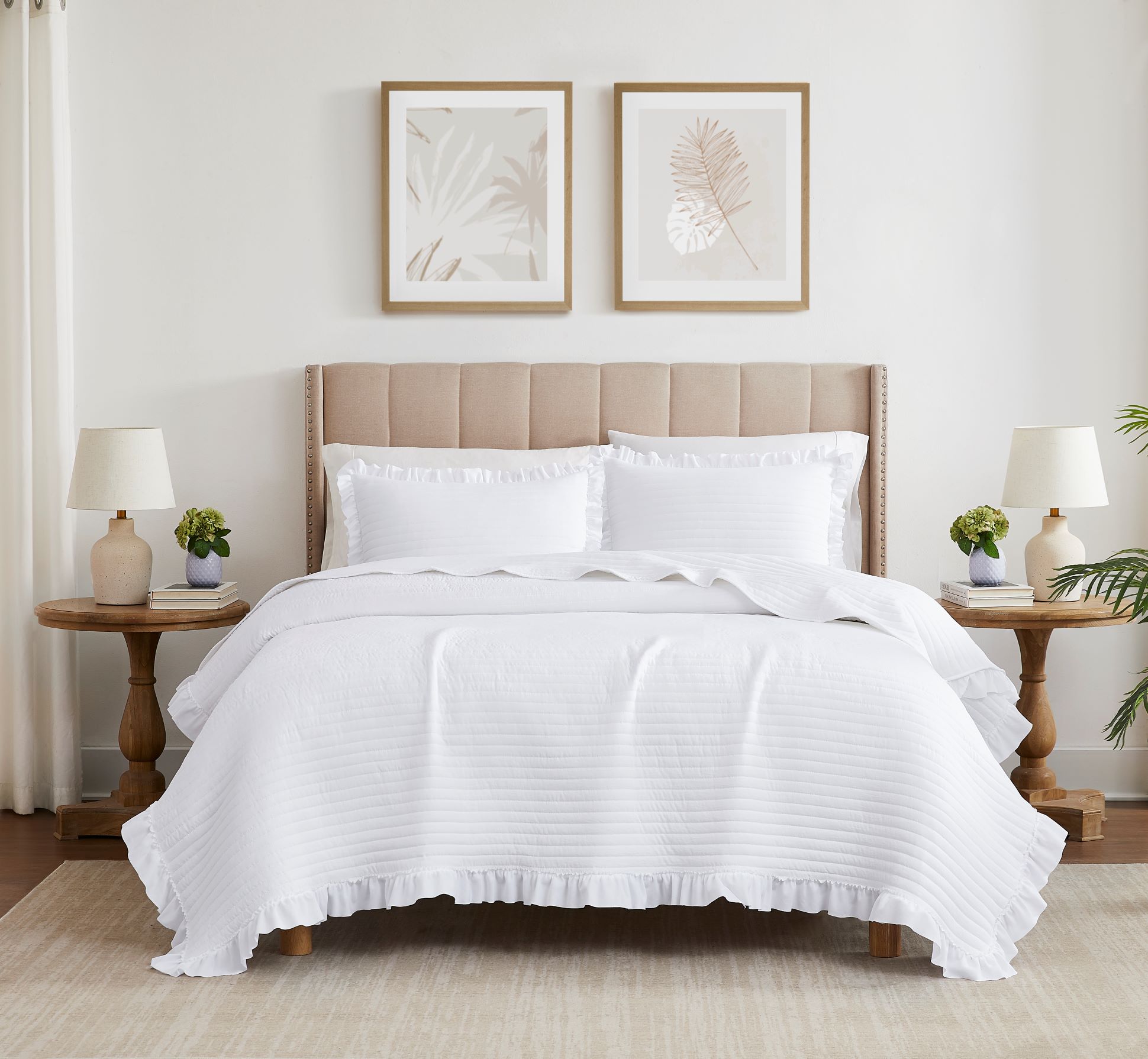 Carla 3pc Washed Stitched Quilt White Queen