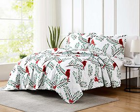 Holiday Cardinal 3pc. Reversible Quilt Set Queen