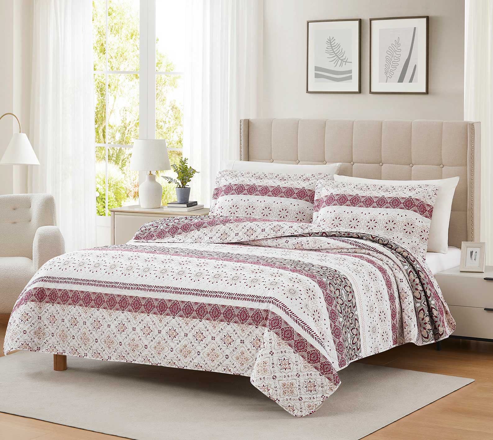 Hudson Conner 3pc Pinsonic Quilt Queen