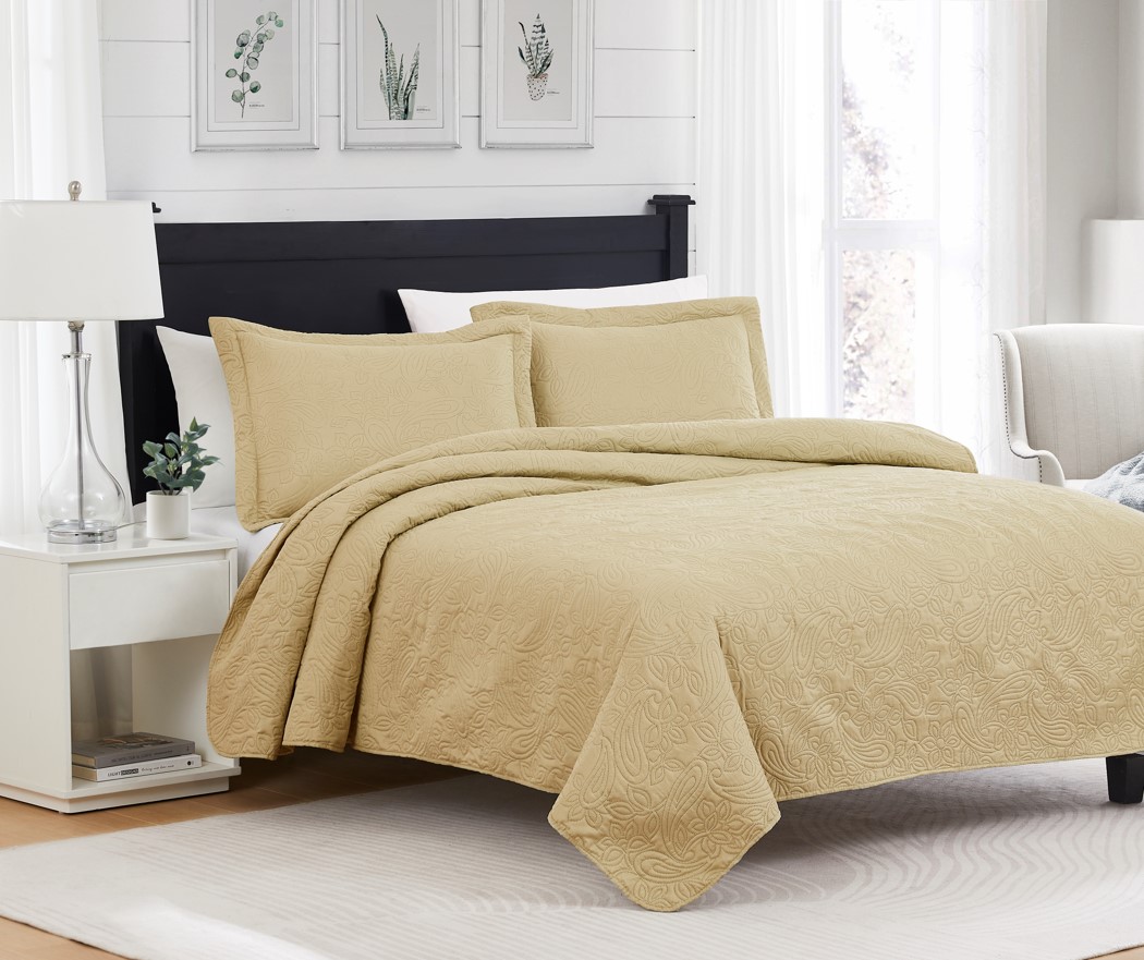Mila 3pc Pinsonic Quilt Gold King