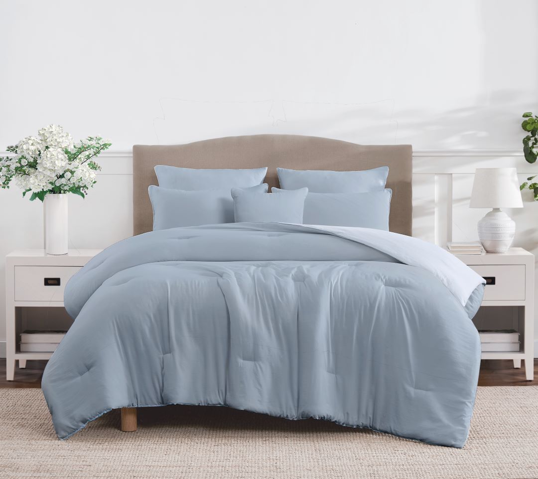 Amherst 6Pc Washed Rev Comforter Blue -Q