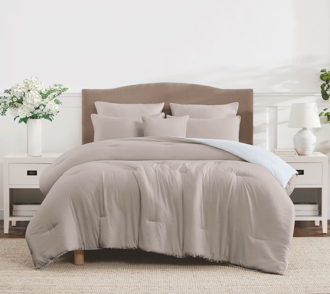 Amherst 6Pc Washed Rev Comforter Taupe -K