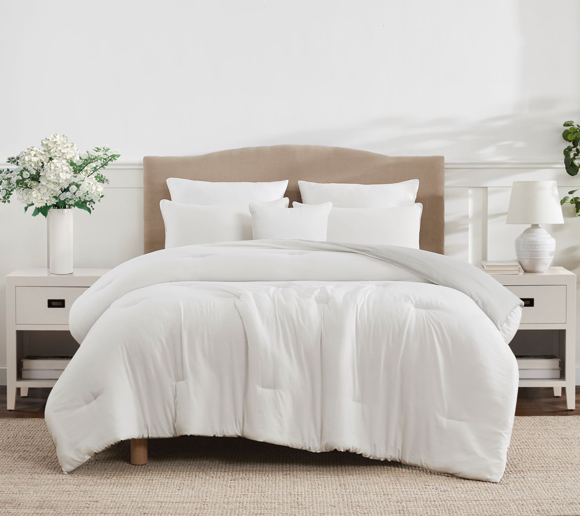 Amherst 6Pc Washed Rev Comforter White -Q