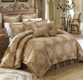 Aubrey Jacquard 9pc Comforter Set Gold King