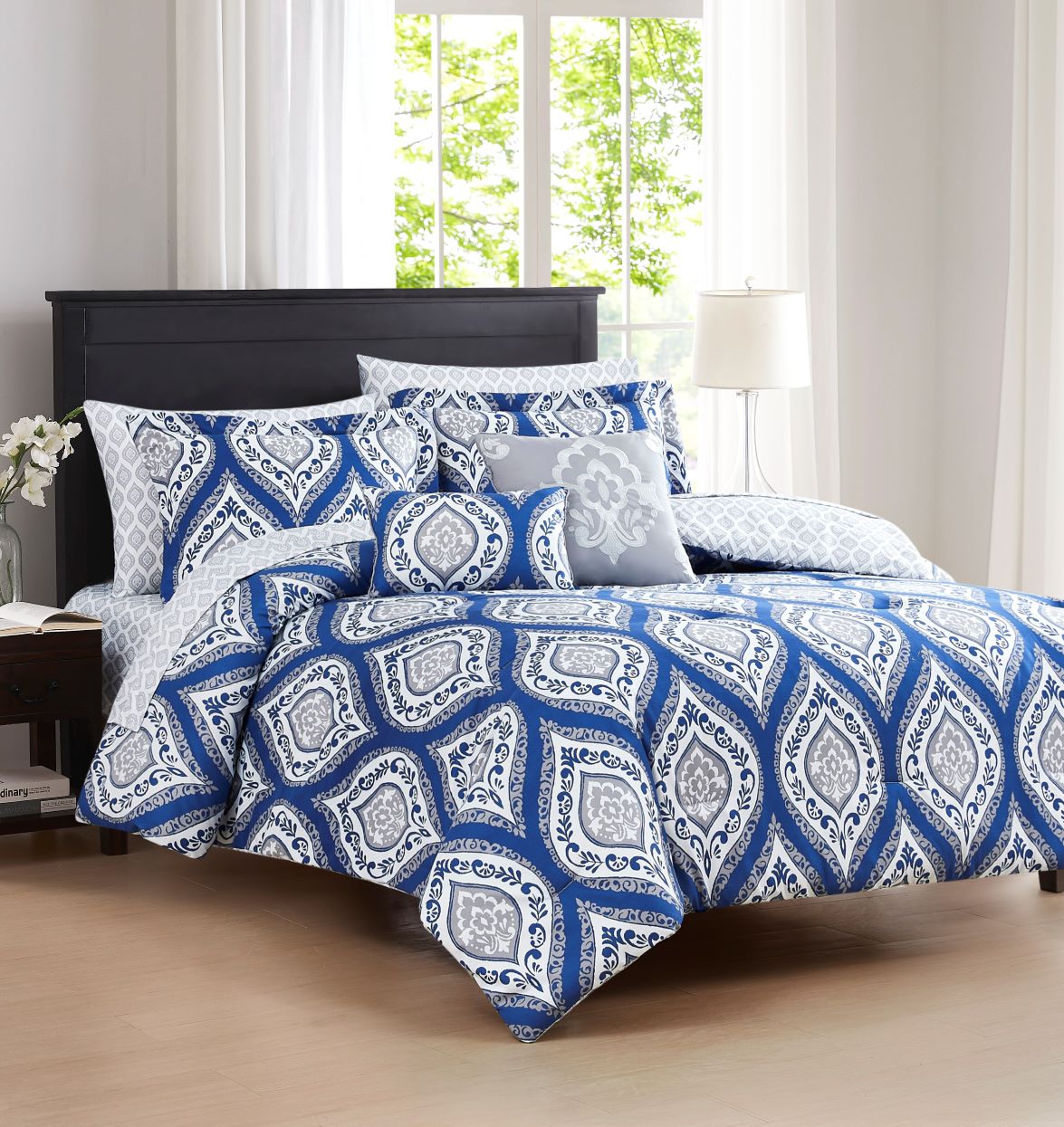 Bethpage 9pc Printed Rev Comf Navy K