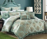 Como Jacquard 9pc Comforter Set Blue Queen