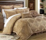 Como Jacquard 9pc Comforter Set Gold Queen