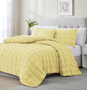 Eliza 4pc Seersucker Comforter Set King Yellow