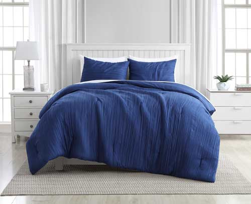 Greenport Crinkle 3pc Comforter Set Navy King