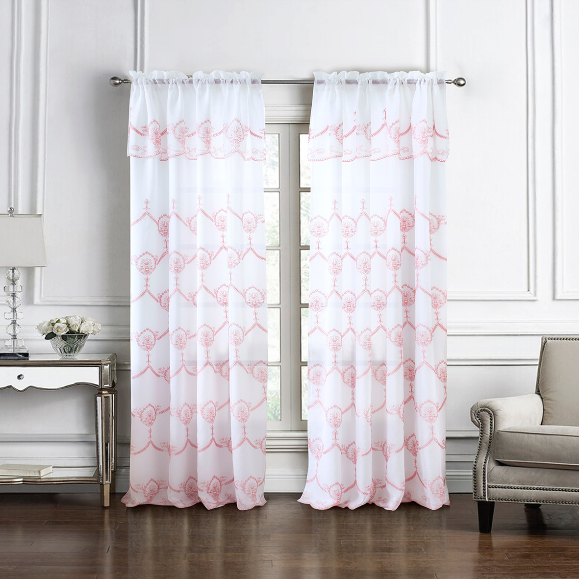 Rochelle Embroidered Panel 90" Blush