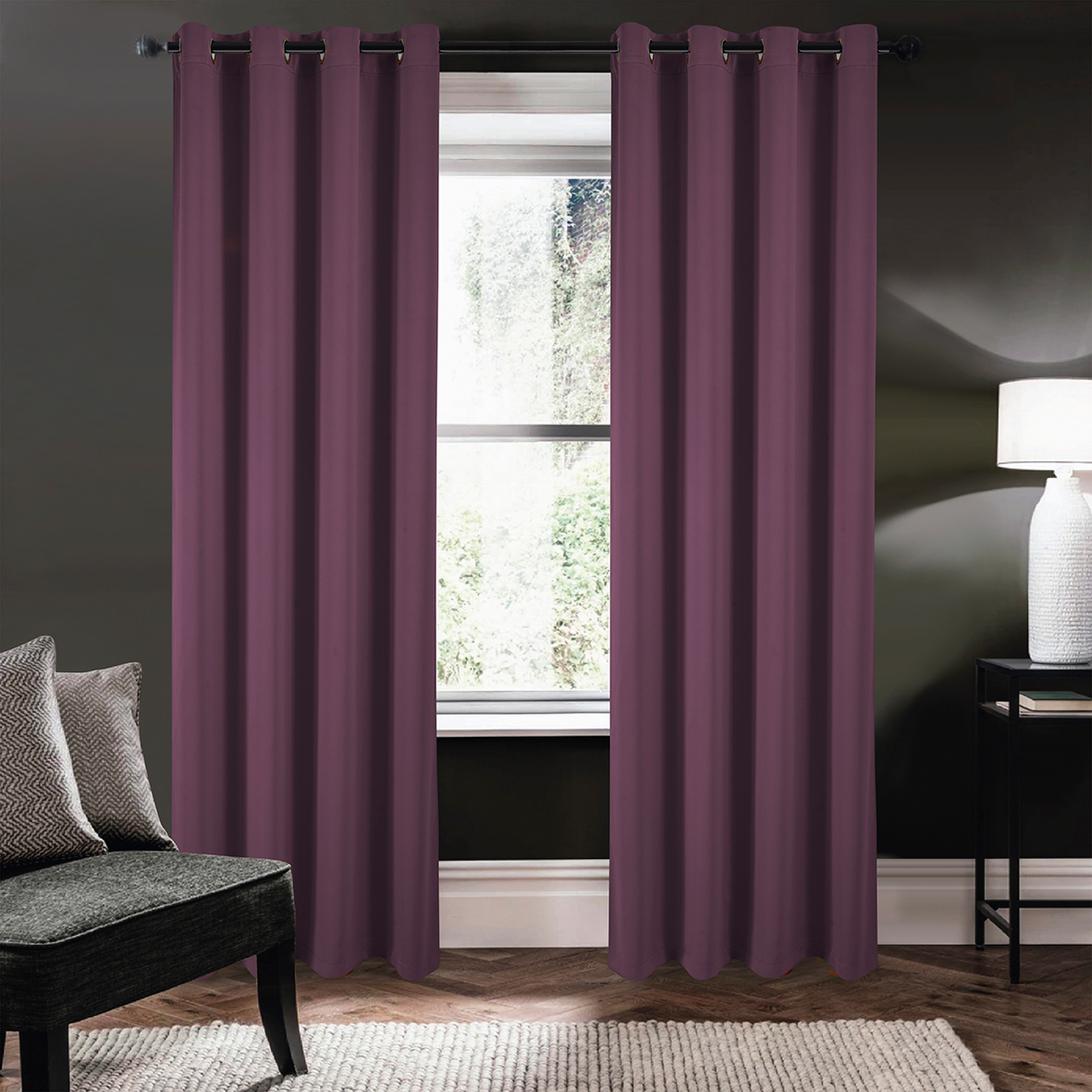Riley 100% Blackout Grommet Panels 63" Purple