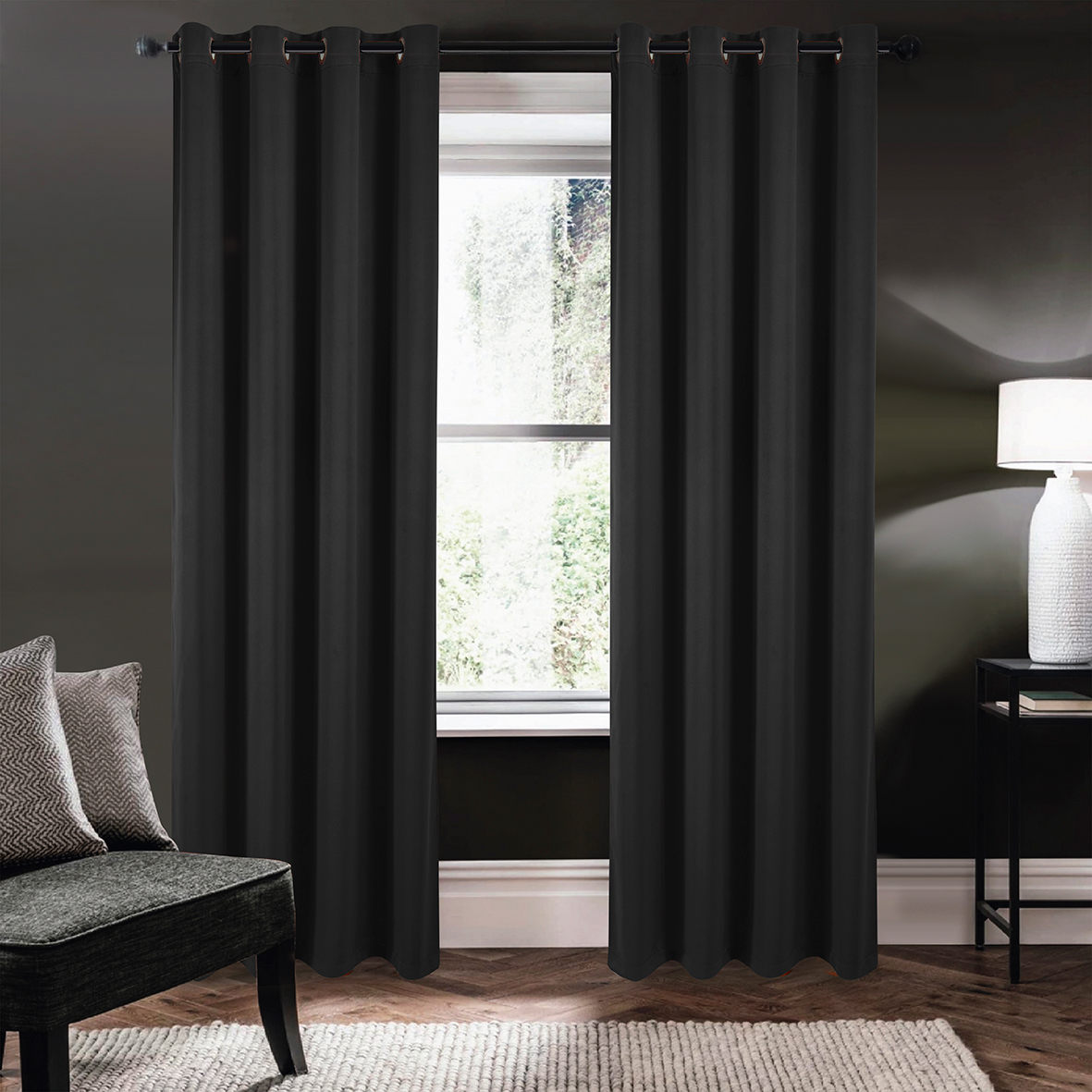 Riley 100% Blackout Grommet Panels 84" Black
