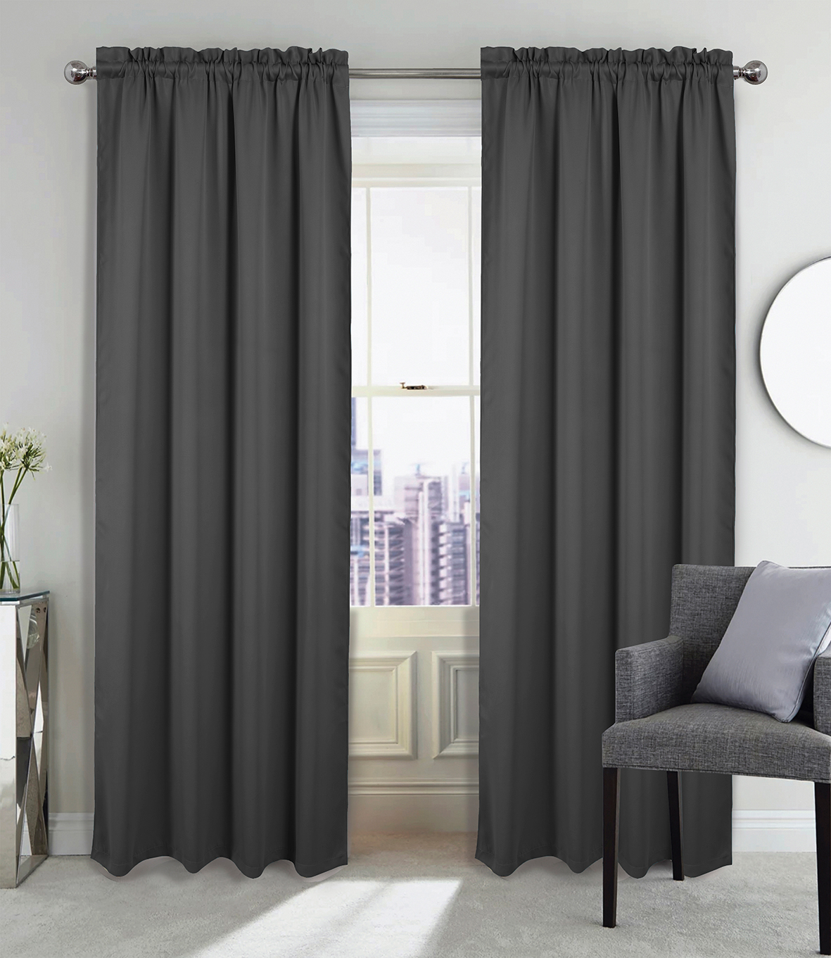 Twilight Blackout Rod Pocket Panel 90" Charcoal