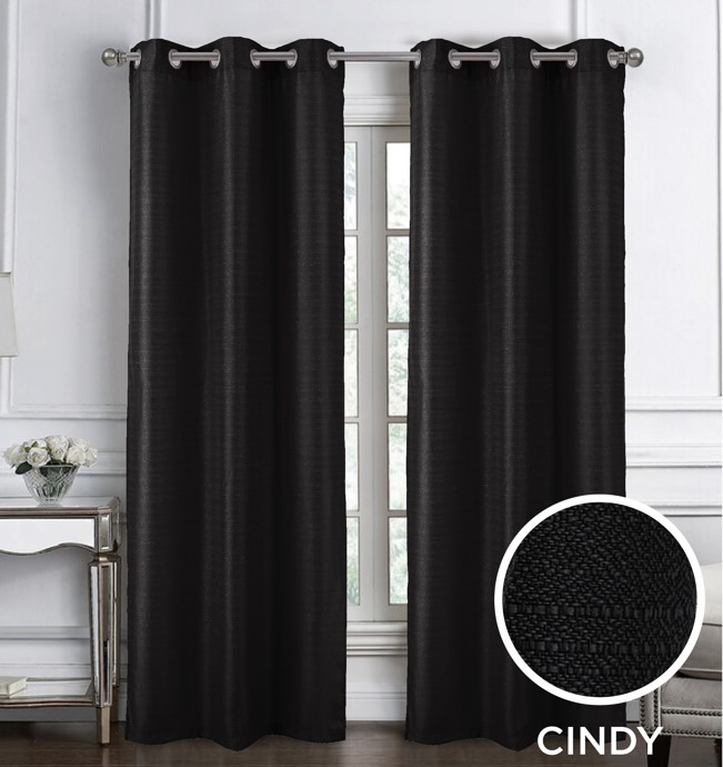 Cindy Textured 2pk Grommet Panel 84 Black