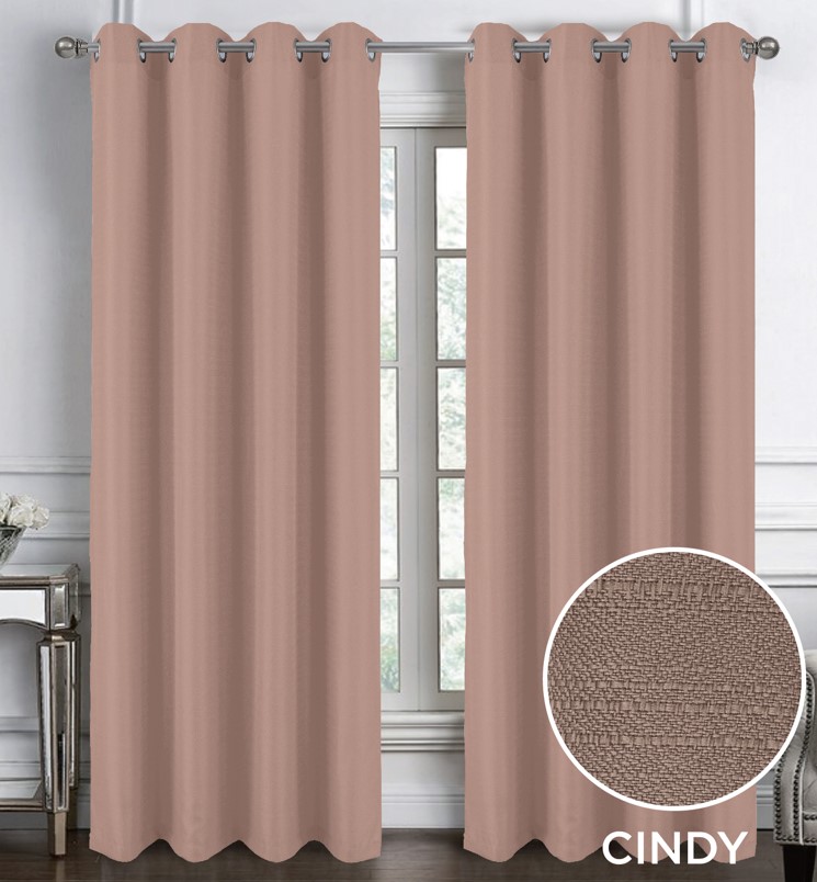 Cindy Textured 2pk Grommet Panel 84 Taupe
