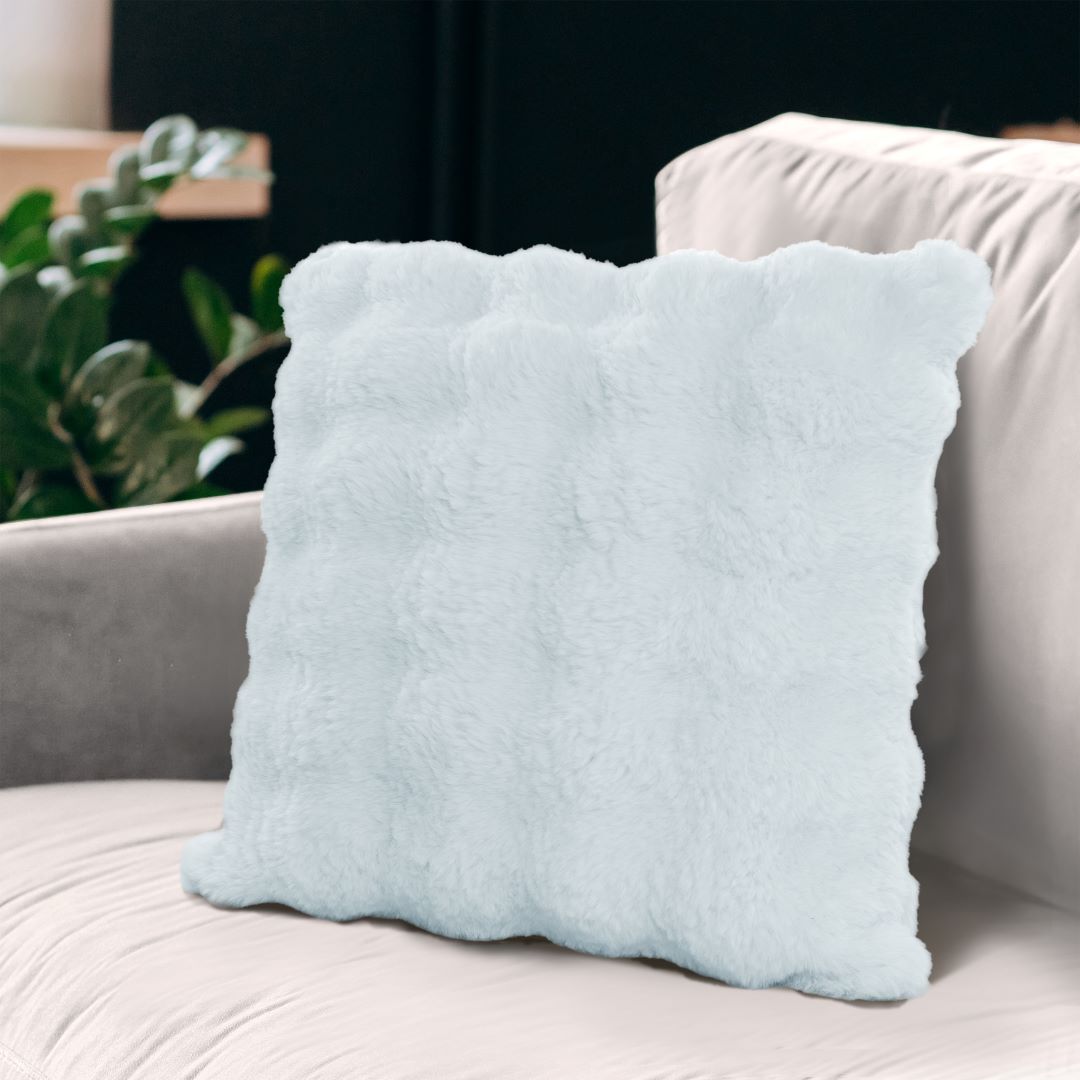 Rabbit Fur Bubble Pillow 20x20 Blue