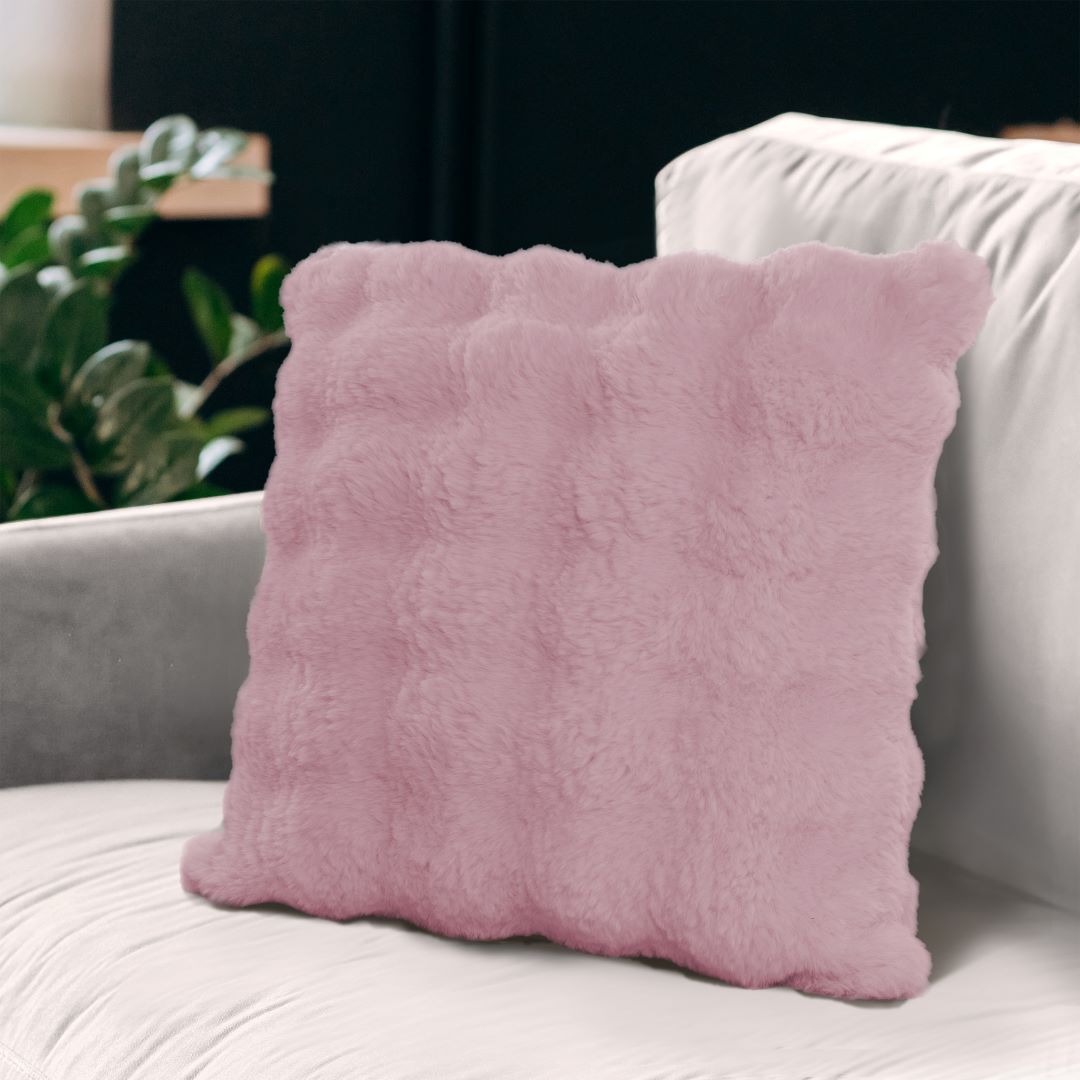 Rabbit Fur Bubble Pillow 20x20 Blush