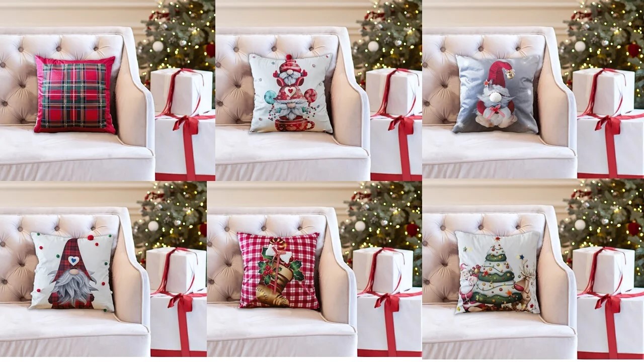 Xmas Velvet Pillows 18"x18" Asst B