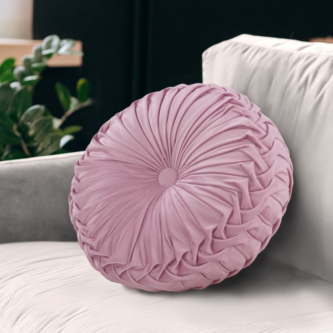 Gianny 18" Round Pleated Pillow Blush