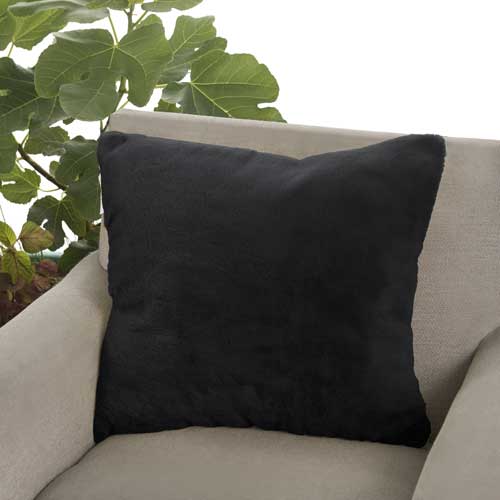 Rosie Rabbit Fur Pillow 18"x18" Black