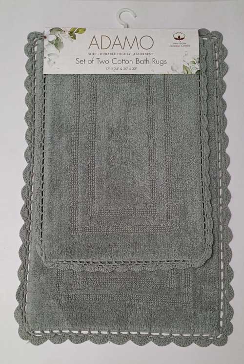 Adamo 2pc Cotton Bath Rug Set Grey