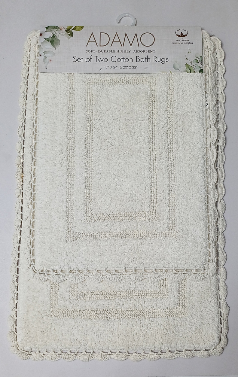 Adamo 2pc Cotton Bath Rug Set Ivory