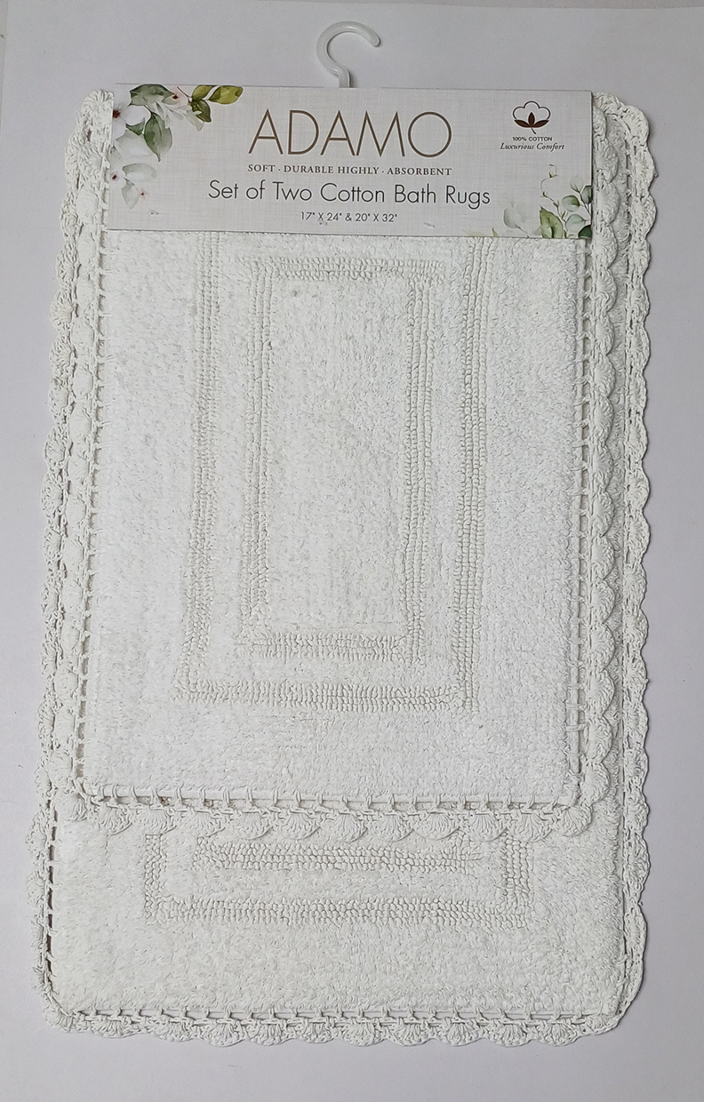 Adamo 2pc Cotton Bath Rug Set White