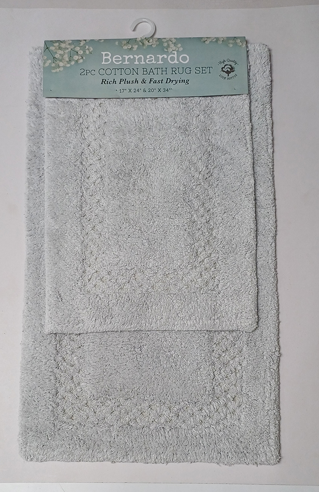 Bernardo 2pc Cotton Bath Rug Set Silver