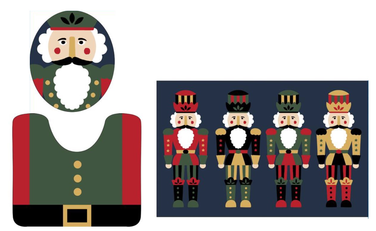 Christmas Nutcracker 3pc. Bath Rug Set