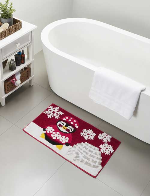 Christmas Penguin Bath Rug 18" x 30"